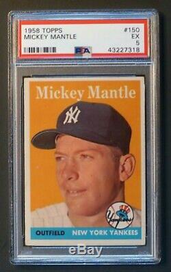 1958 Topps #150 Mickey Mantle PSA 5 EX New York Yankees Centered New PSA Label