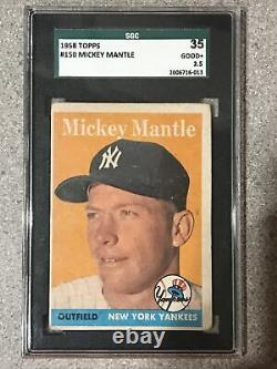 1958 Topps #150 Mickey Mantle SGC 2.5 Yankees HOF