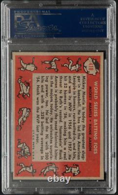 1958 Topps #418 WS Batting Foes Mickey Mantle Hank Aaron HOF Card PSA 6 EX-MT