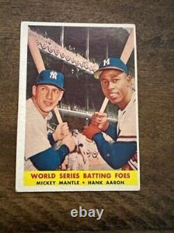 1958 Topps #418 World Series Batting Foes Mickey Mantle, Hank Aaron