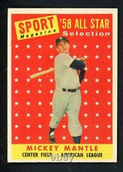 1958 Topps #487 Mickey Mantle A. S. Yankees Vg Pin Hole 430544 (kycards)