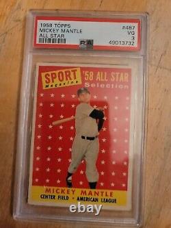 1958 Topps #487 Mickey Mantle New York Yankees. PSA 3. Great card