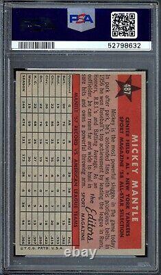 1958 Topps #487 Mickey Mantle PSA 7 New York Yankees HOF All-Star Baseball Card