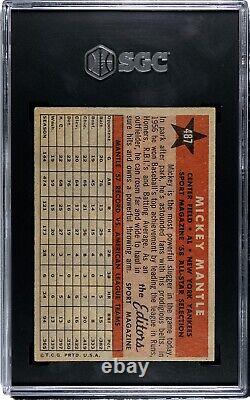 1958 Topps #487 Mickey Mantle SGC 3 HOF New York Yankees All-Star Card (0840)