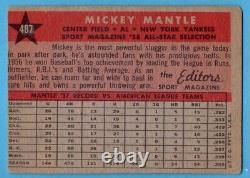 1958 Topps #487 Mickey Mantle VG-VGEX MARKED All-Star New York Yankees HOF