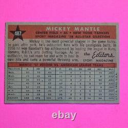 1958 Topps All-Star #487 Mickey Mantle, Baseball Card Yankees HOF Ex-Mt Centered