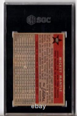 1958 Topps All Star New York Yankees Mickey Mantle Vintage SGC Graded 2.5
