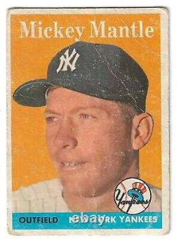 1958 Topps Baseball #150 Mickey Mantle Low Grade