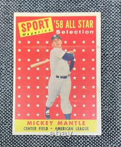 1958 Topps Baseball Card Mickey Mantle #487 Vg-ex Range (print Line) Bv $500