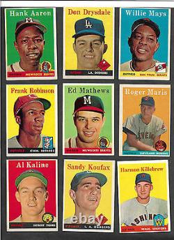 1958 Topps Baseball Complete Set(494)+contest Card- Upper MID Grade 9-sgc Graded