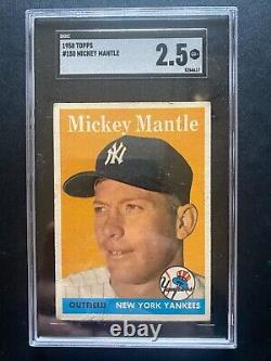 1958 Topps Mickey Mantle #150 SGC 2.5 FLAWLESSLY CENTERED! Vintage Yankees