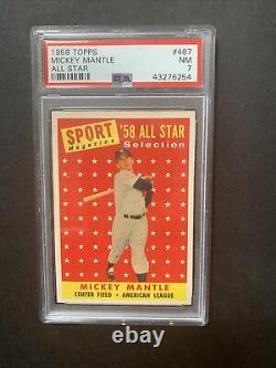 1958 Topps Mickey Mantle ALL-STAR #487 PSA 7 Mint Dead Centered Beauty high end