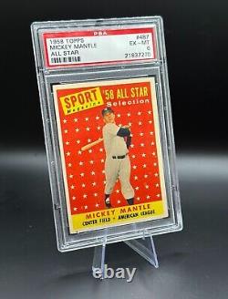 1958 Topps Mickey Mantle ALL-STAR Card #487 New York Yankees EX-MT PSA 6