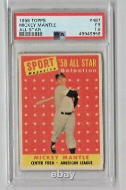 1958 Topps Mickey Mantle'All Star' #487. PSA 1.5. New York Yankees
