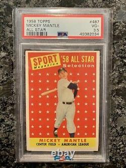 1958 Topps Mickey Mantle All-Star #487 PSA 3.5 New York Yankees Baseball Card