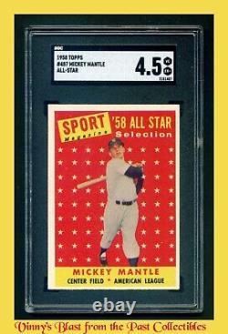 1958 Topps Mickey Mantle All-Star #487 SGC 4.5 VG EX+ Nice white borders