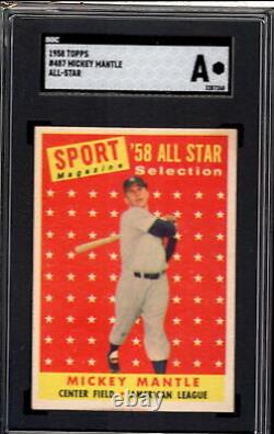1958 Topps Mickey Mantle All Star #487 SGC Authentic -7268