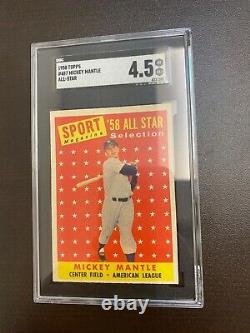 1958 Topps Mickey Mantle All-Star SGC 4.5 VG-EX+