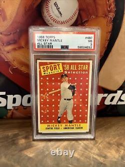 1958 Topps Mickey Mantle All Star Yankees Baseball Card #487 Psa 3