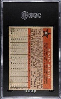 1958 Topps Mickey Mantle All-star Card #487 Sgc 5 Ex Condition