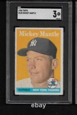 1958 Topps Mickey Mantle HOF Yankees SGC 3 VG