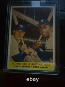 1958 Topps Mickey Mantle Hank Aaron #418 World Series Batting Foes EX-MT