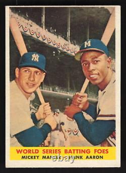 1958 Topps Mickey Mantle / Hank Aaron #418 World Series Batting Foes HOF VG+