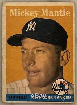 1958 Topps Mickey Mantle New York Yankees #150 Baseball Card LOW GRADE
