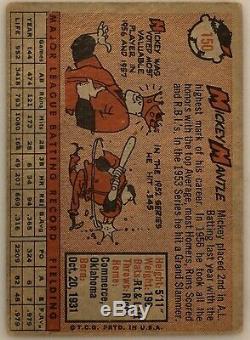 1958 Topps Mickey Mantle New York Yankees #150 Baseball Card LOW GRADE