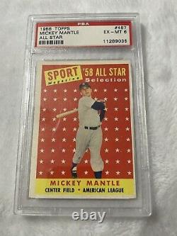 1958 topps mickey mantle all star psa 6
