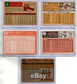 1959 1960 1963 1964 1966 Topps Mickey Mantle Lot Vg-vgex Vintage 1950s 1960s