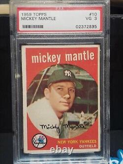 1959 Topps #10 Mickey Mantle HOF PSA 3 VG 02372895