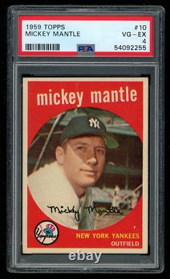 1959 Topps #10 Mickey Mantle New York Yankees HOF PSA 4 VG-EX CENTERED STUNNING