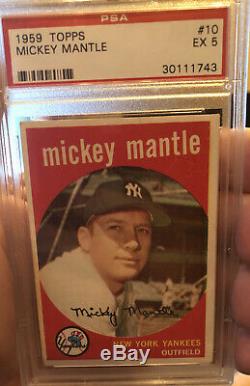 1959 Topps #10 Mickey Mantle New York Yankees HOF PSA 5 EX Free shipping