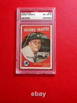 1959 Topps #10 Mickey Mantle New York Yankees PSA 6 Ex-Mt Free Shipping