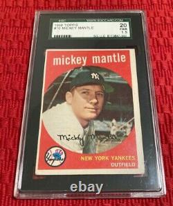 1959 Topps #10 New York Yankees Mickey Mantle SGC Green Label Graded 1.5 Fair 20