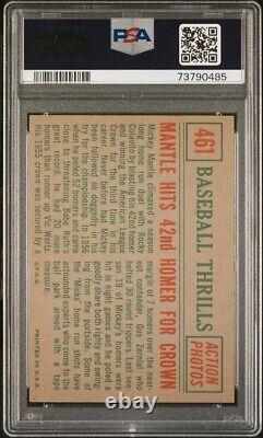 1959 Topps #461 Mickey Mantle Hits 42nd Homer For Crown PSA 5