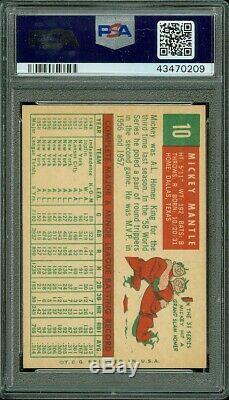 1959 Topps Baseball #10 Mickey Mantle Psa 7+ Centered High-end Hof