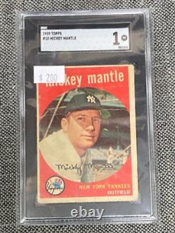 1959 Topps Baseball Card Mickey Mantle #10 SGC Graded PR 1