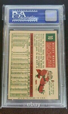 1959 Topps MICKEY MANTLE #10 PSA 8 NM-MT Perfect Centering Great Investment