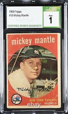 1959 Topps Mickey Mantle #10 CSG 1 New York Yankees HoF