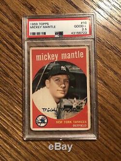 1959 Topps Mickey Mantle #10 PSA 2.5 Centered Good +