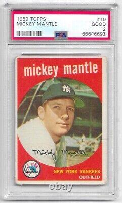 1959 Topps Mickey Mantle #10 PSA 2 (GOOD) HOF New York Yankees