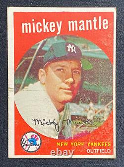 1959 Topps Mickey Mantle 10 Red Ink Bleed Printing Error New York Yankees