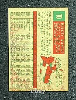 1959 Topps Mickey Mantle 10 Red Ink Bleed Printing Error New York Yankees