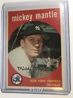 1959 Topps Mickey Mantle Card New York Yankees At Least PSA 5 or 6 Great Corners