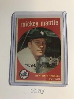 1959 Topps Mickey Mantle Card New York Yankees At Least PSA 5 or 6 Great Corners