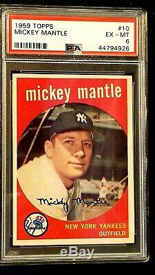 1959 Topps Mickey Mantle HOF #10 PSA 6 Excellent Mint nice centering & coloring