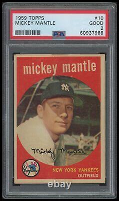 1959 Topps Mickey Mantle PSA 2 GD #10 Baseball Card