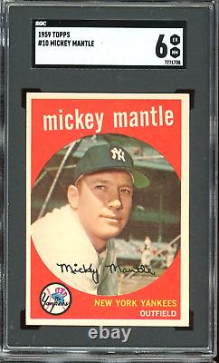 1959 Topps Mickey Mantle Yankees Card #10 HOF Certified SGC 6 (EX-MT)